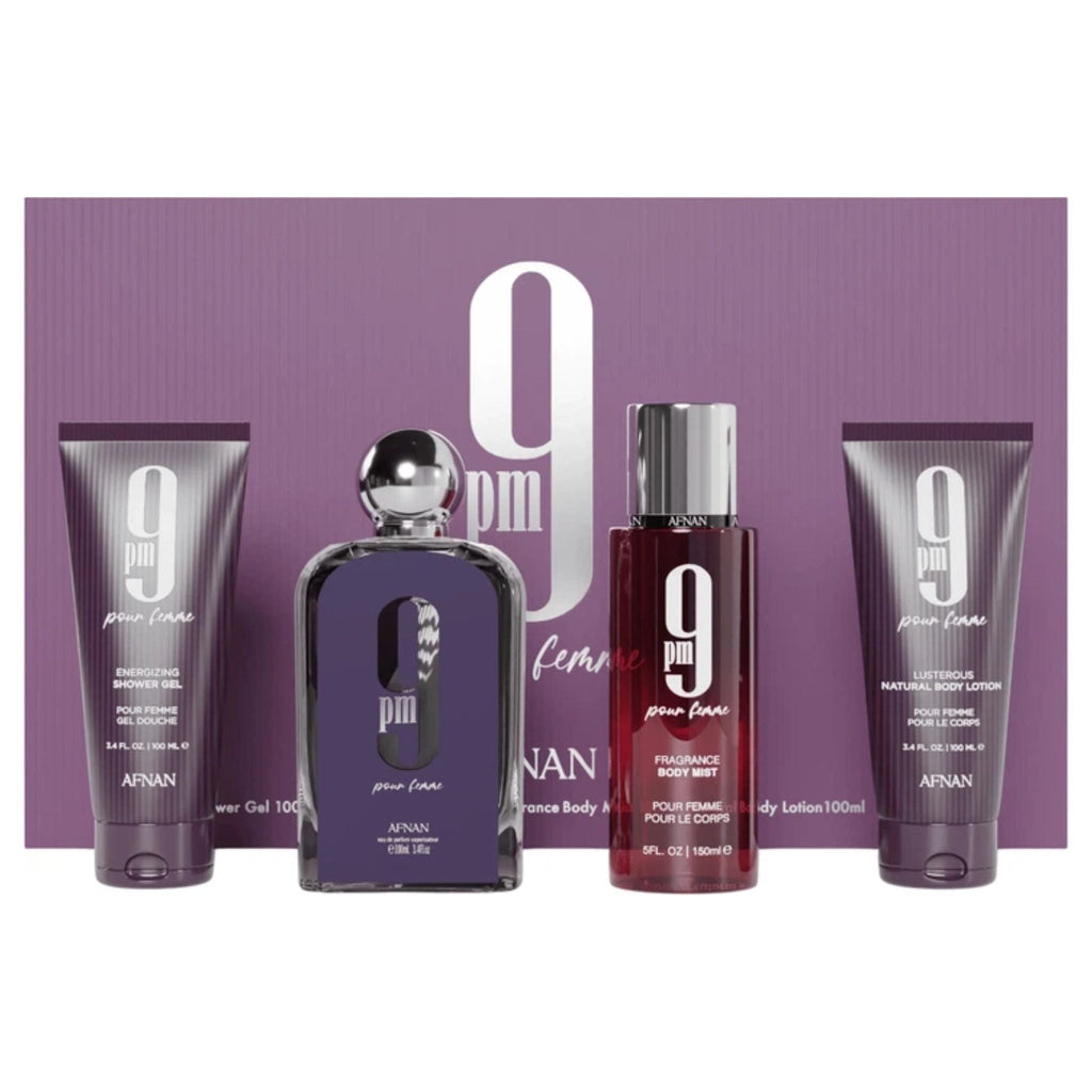 Afnan 9PM Purple 4-Piece Set 3.4oz Women EDP Spray — 1