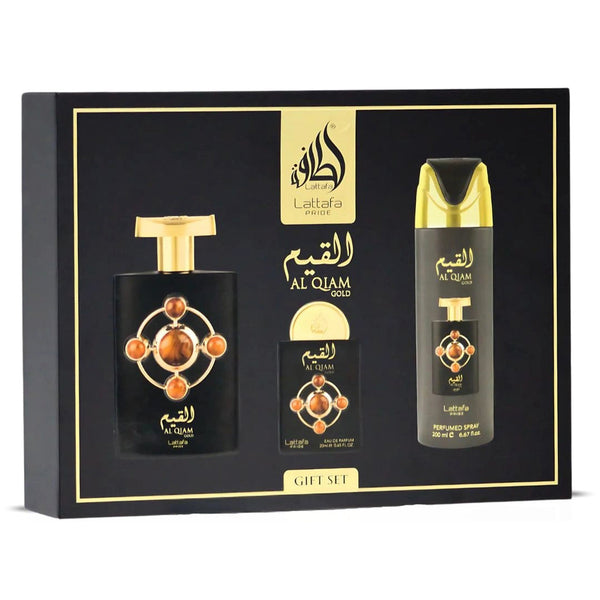 Lattafa Al Qiam Gold 3-Piece Set 3.4oz Unisex EDP Spray — 1