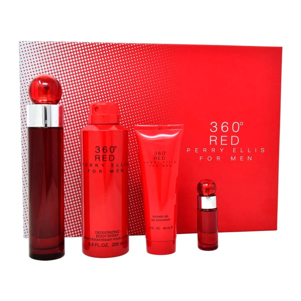 Perry Ellis 360 Red 4-Piece Set 3.4oz Men EDT Spray — 1
