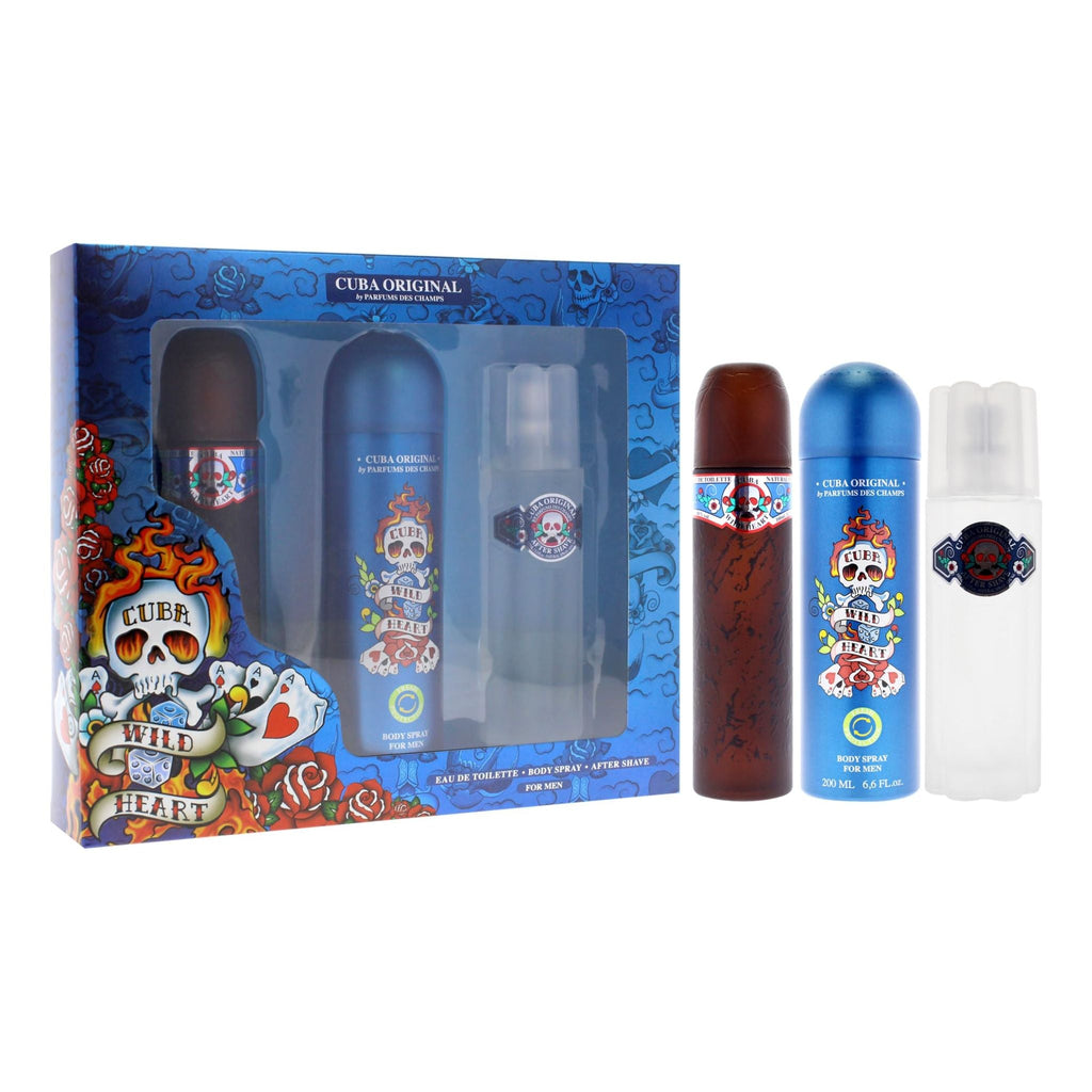 Cuba Wild Heart 3-Piece Set 4.2oz Men EDT — 1