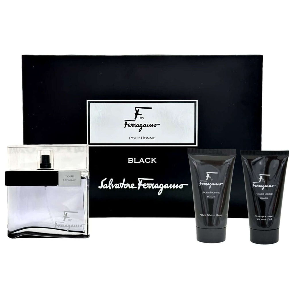 Salvatore Ferragamo F Pour Homme Black 3-Piece Set 3.4oz Men EDT Spray — 1
