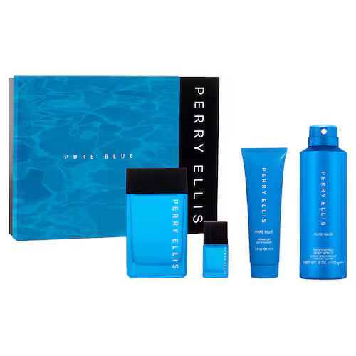 Perry Ellis Pure Blue 4-Piece Set 3.4oz Men EDT Spray — 1