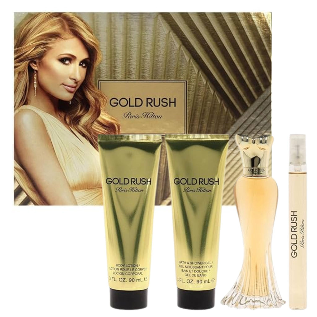 Paris Hilton Gold Rush 4-Piece Set 3.4oz Women EDP Spray — 1