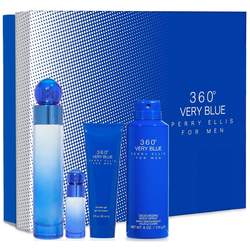 Perry Ellis 360 Very Blue 4-Piece Set 3.4oz Men EDT Spray — 1