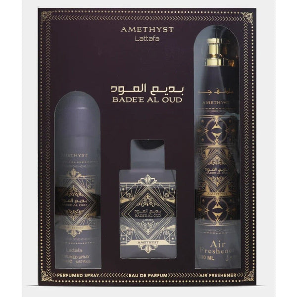 Lattafa Badee Oud Amethyst 3-Piece Set 3.4oz Unisex EDP Spray — 1