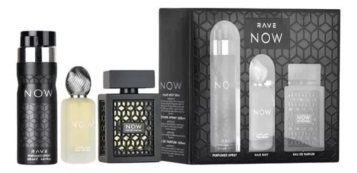 Lattafa Rave Now Black 3-Piece Set 3.4oz Men EDP Spray — 1