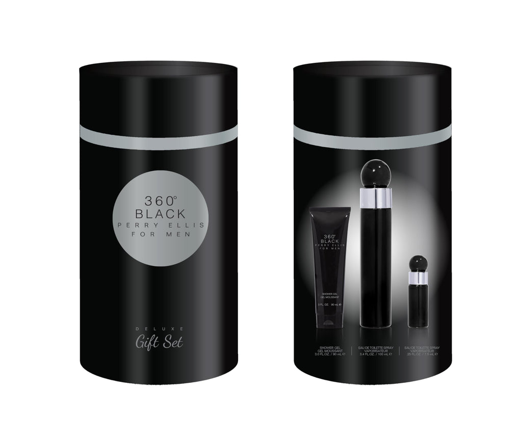 Perry Ellis 360 Noir Collection 3-Piece Set 3.4oz Men EDT Spray — 1