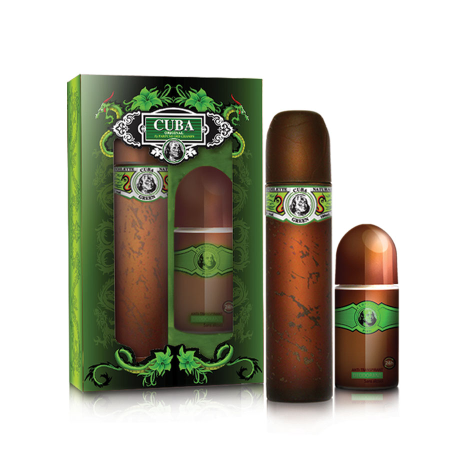 Cuba Green 3-Piece Set 3.4oz Men EDT Spray — 1