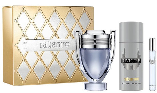 Paco Rabanne Invictus 3-Piece Set 3.4oz Men EDT Spray — 1
