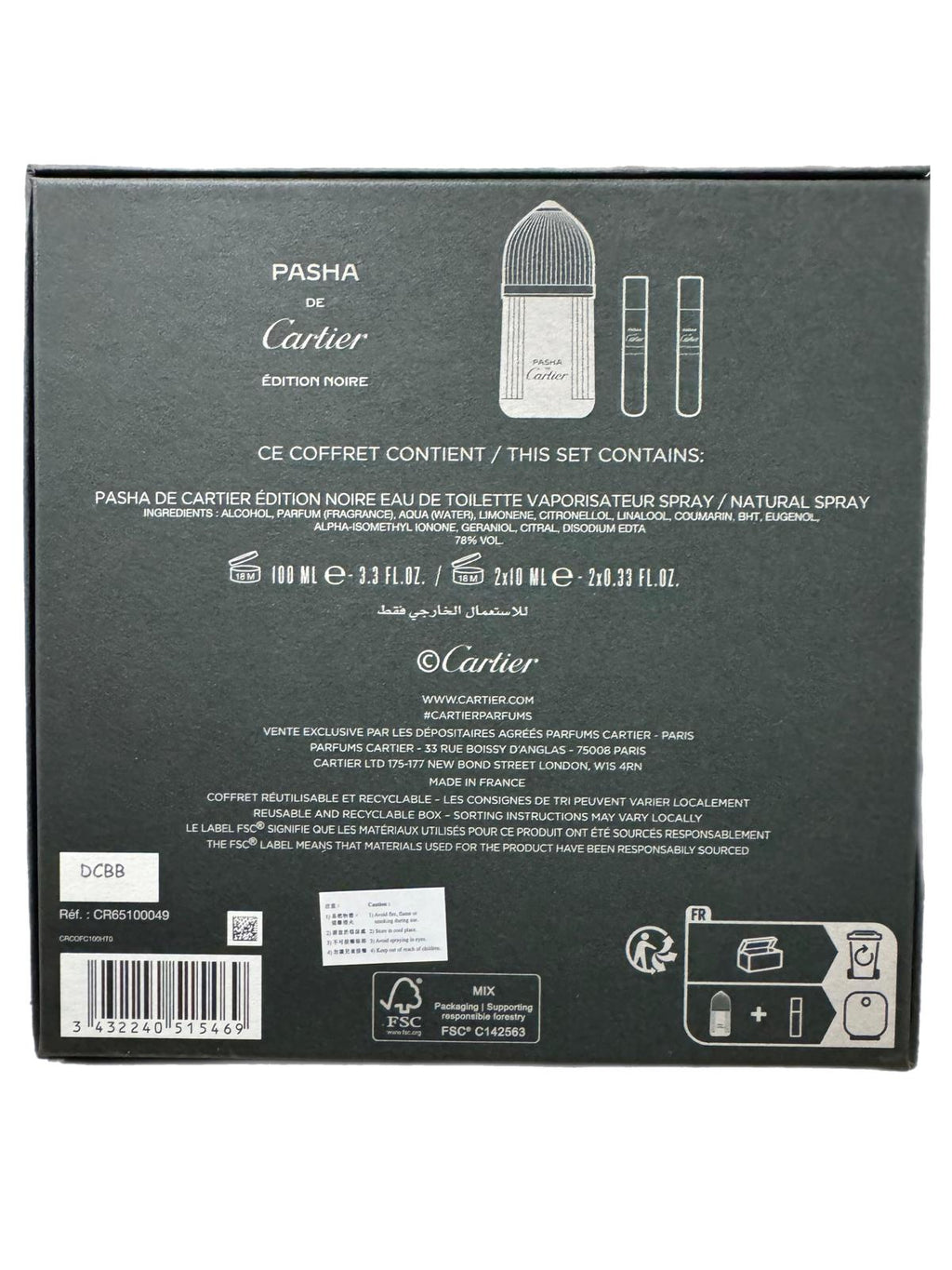 Cartier Pasha Noir 3-Piece Set 3.3oz Men EDT Spray — 2